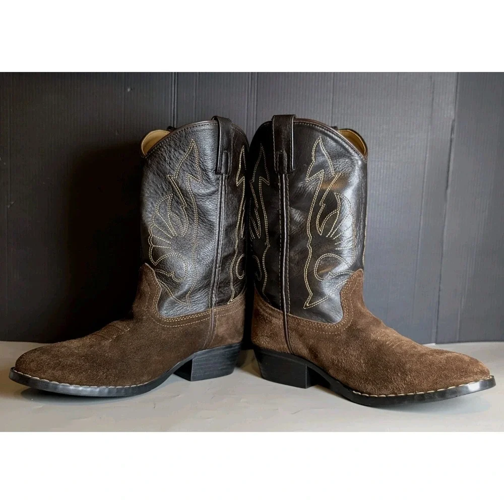 Masterson Boot Company Suede Leather Western Cowboy Boots Youth SZ 6 Women SZ 7